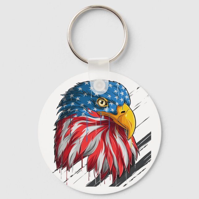 Bald Eagle Bird USA Flag Symbol Schlüsselanhänger (Vorderseite)