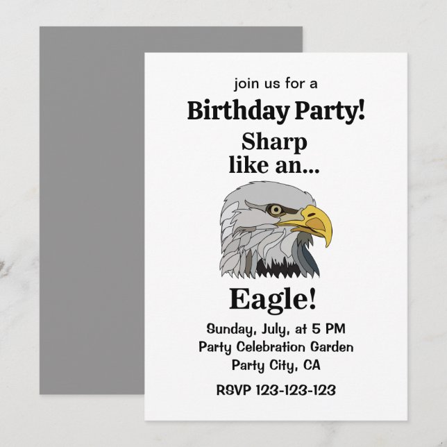 Bald Eagle Birthday Party Einladung (Vorne/Hinten)