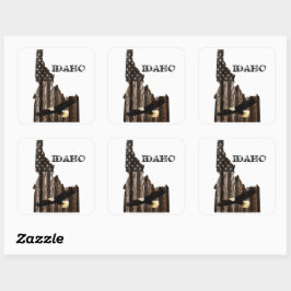 BALD EAGLE BURNT HOLZ - IDAHO PATRIOT BLK QUADRATISCHER AUFKLEBER