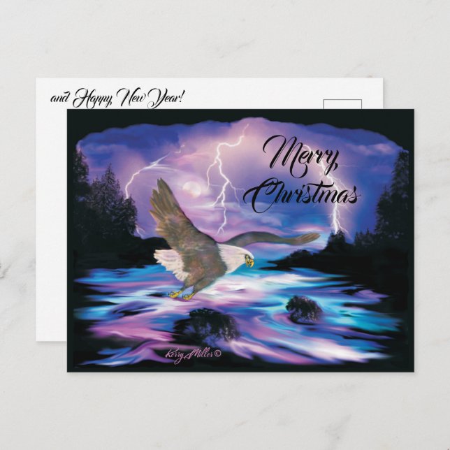 Bald Eagle Christmas Postcard Postkarte (Vorne/Hinten)