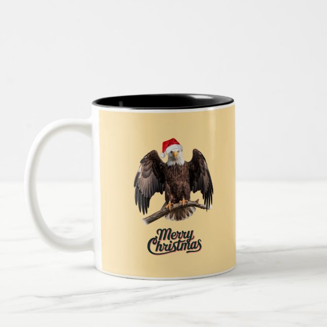 Bald Eagle Christmas Zweifarbige Tasse (Links)