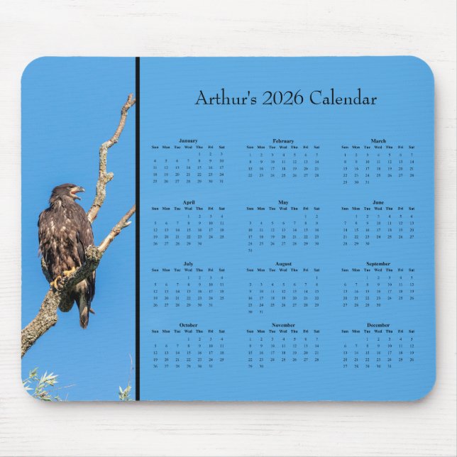 Bald Eagle: Customize full year 2026 calendar Mousepad (Vorne)