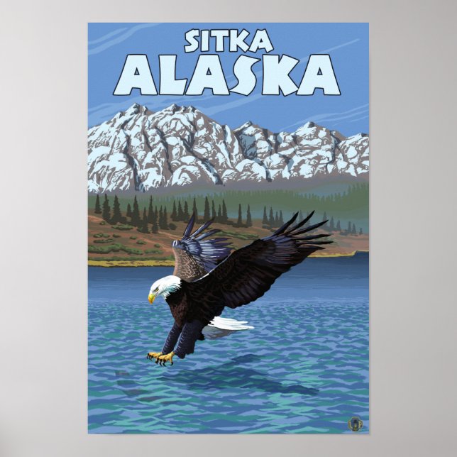 Bald Eagle Diving - Sitka, Alaska Poster (Vorne)
