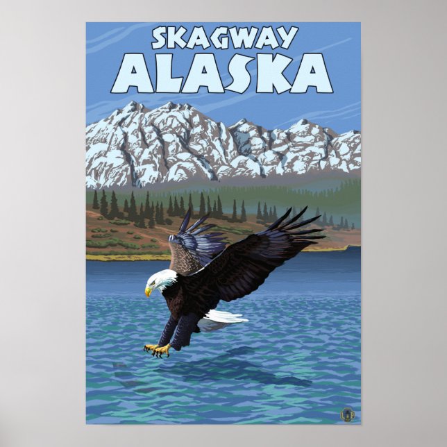 Bald Eagle Diving - Skagway, Alaska Poster (Vorne)