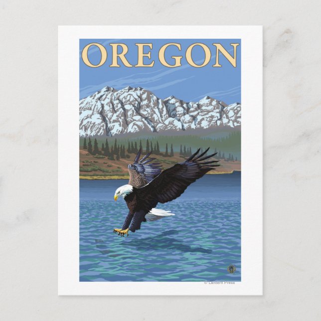 Bald Eagle Diving - Vintage Travel Poster Postkarte (Vorderseite)