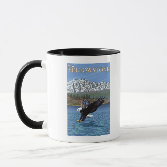 Bald Eagle Diving - West Yellowstone, MT Tasse (Links)