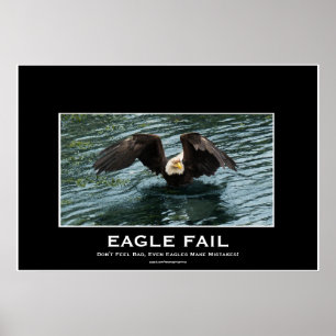 Bald Eagle Fishing Fail Demotivational Photo Print Poster