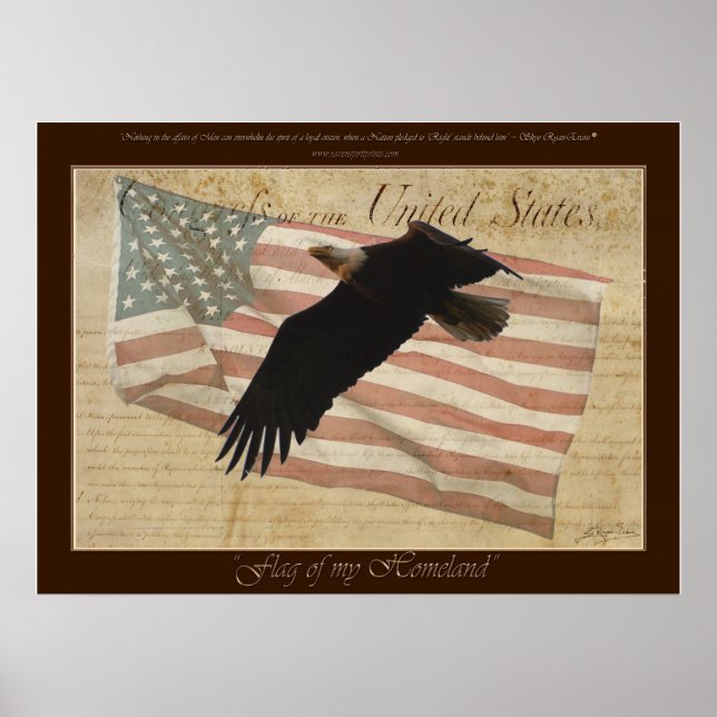BALD EAGLE & FLAG Patriotisches Poster mit Zitat (Vorne)