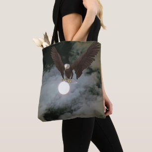 Bald Eagle Full Moon Night Sky Fantasy
