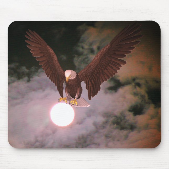 Bald Eagle Full Moon Night Sky Fantasy Mousepad (Vorne)