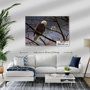 Bald Eagle Full Moon Wildlife Fotografie 60X40 Leinwanddruck