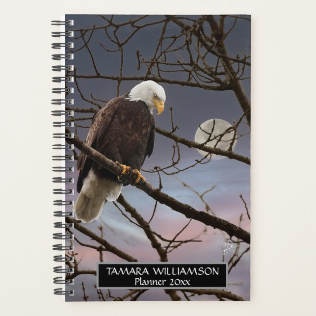 Bald Eagle Full Moon Wildlife Fotografie Planer (Vorderseite)