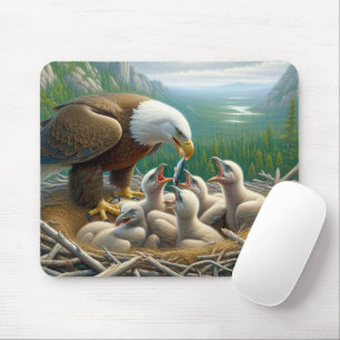 Bald Eagle Fütternd Eaglets Mousepad