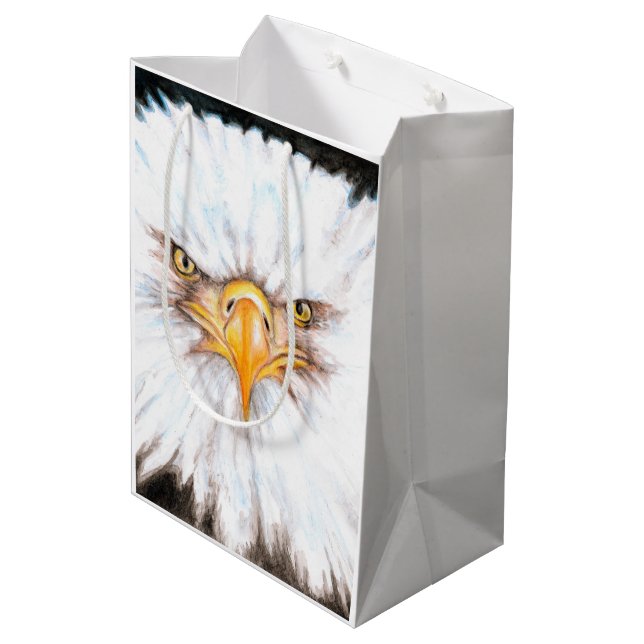 Bald Eagle Gaze Mittlere Geschenktüte (Rückseite Schrägansicht)