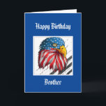 Bald Eagle GeburtstagsSpecial Brother Military Car Karte<br><div class="desc">Aquarell Eagle US Flagge USA Flag für den besonderen und wunderbaren Militärbruder,  der Sie stolz macht</div>