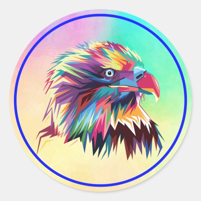 Bald Eagle Geometric Prismatic Design-80590 Runder Aufkleber (Vorderseite)