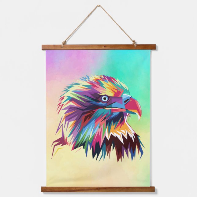 Bald Eagle Geometric Prismatic Design-80590 Wandteppich Mit Holzrahmen (Vorderseite)