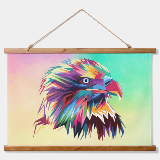 Bald Eagle Geometric Prismatic Design-80590 Wandteppich Mit Holzrahmen (Vorne)
