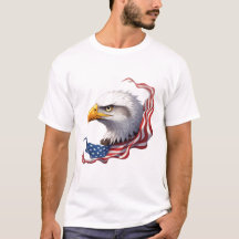 Bald Eagle Head with Flowing American Flag