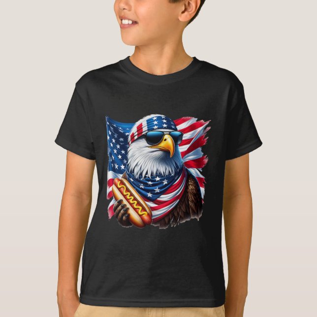 Bald Eagle Hotdog Funny American Patriotic 4th Of  T-Shirt (Vorderseite)