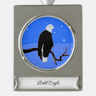 Bald Eagle im Winter - Original Wildlife Art Banner-Ornament Silber