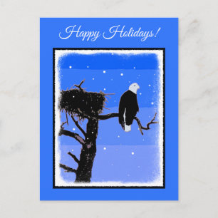 Bald Eagle im Winter - Original Wildlife Art Feiertagspostkarte