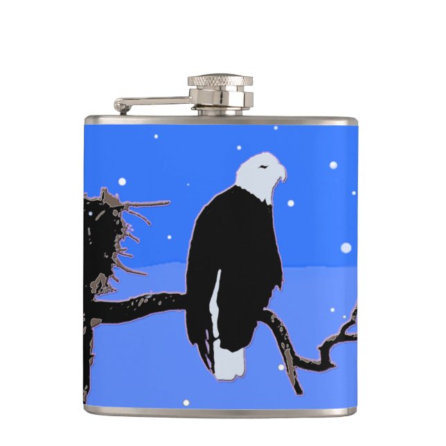 Bald Eagle im Winter - Original Wildlife Art Flachmann (Vorderseite)