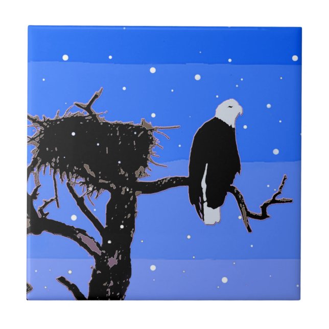 Bald Eagle im Winter - Original Wildlife Art Fliese (Vorderseite)