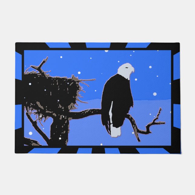 Bald Eagle im Winter - Original Wildlife Art Fußmatte (Vorderseite)