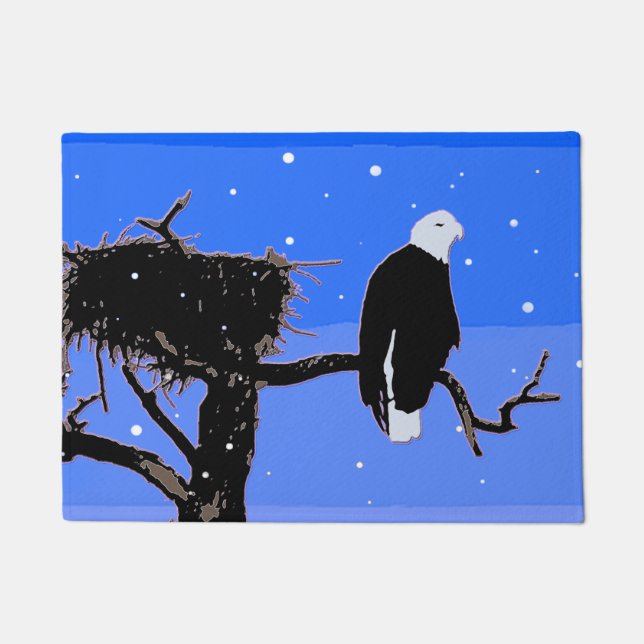 Bald Eagle im Winter - Original Wildlife Art Fußmatte (Vorderseite)