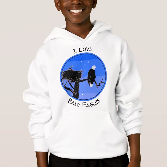 Bald Eagle im Winter - Original Wildlife Art Hoodie (Vorderseite)