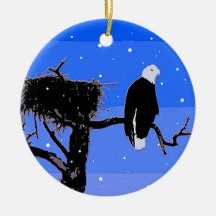 Bald Eagle im Winter - Original Wildlife Art Keramik Ornament