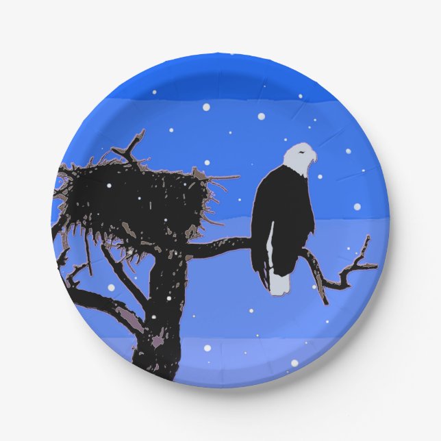 Bald Eagle im Winter - Original Wildlife Art Pappteller (Vorderseite)