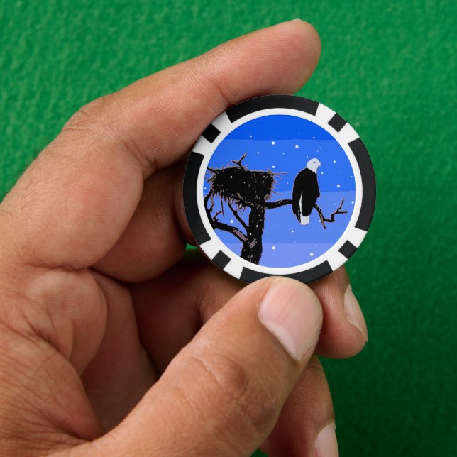 Bald Eagle im Winter - Original Wildlife Art Pokerchips (Hand)