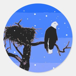 Bald Eagle im Winter - Original Wildlife Art Runder Aufkleber