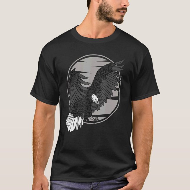 Bald Eagle Imprint Nordamerikanischer Patriotische T-Shirt (Vorderseite)