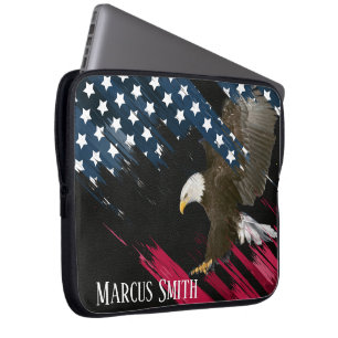 Bald Eagle in American Flag Abstract Laptopschutzhülle