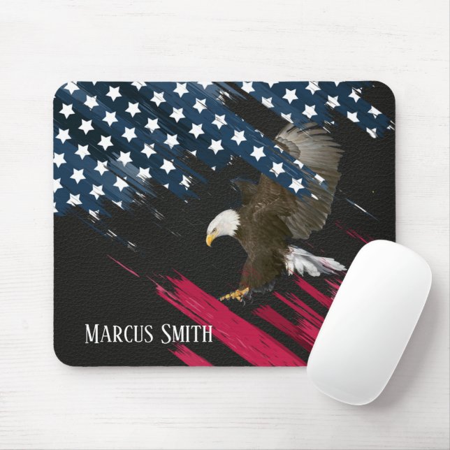 Bald Eagle in der amerikanischen Flagge Abstrakt a Mousepad (Mit Mouse)