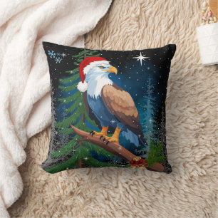 Bald Eagle in Weihnachtsmannmütze Weihnachten Kissen