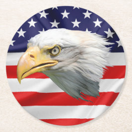 Bald Eagle klassisches patriotisches Geschenk Runder Pappuntersetzer