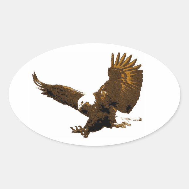 Bald Eagle Landing Oval Stickers (Vorderseite)