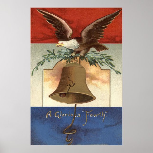 Bald Eagle Liberty Bell 4. Juli Poster (Vorne)