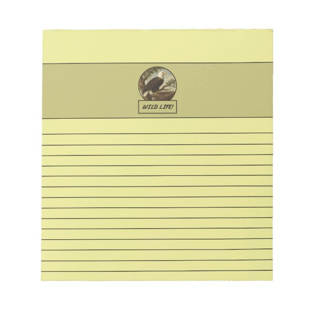 Bald Eagle Light Yellow Notepad Notizblock (Vorderseite)