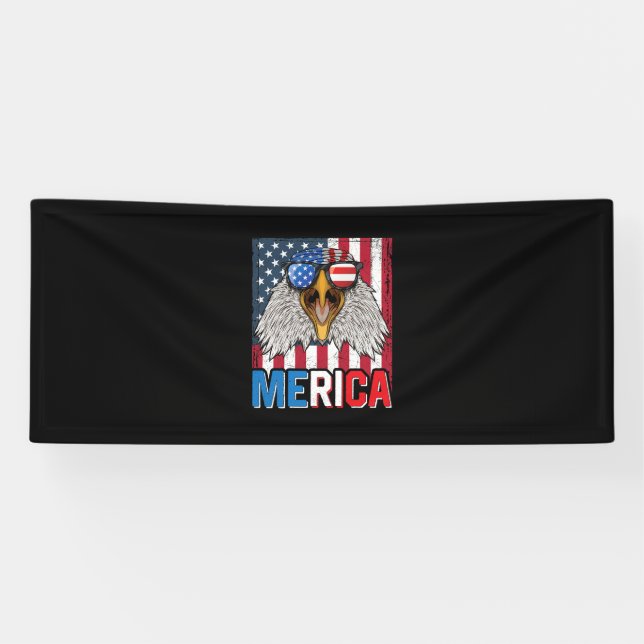 Bald Eagle Merica 4. Juli Banner (Horizontal)