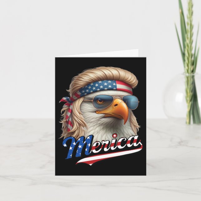 Bald Eagle Merica 4. Juli Eagle Blonde Mullet Fun Karte (Vorderseite)