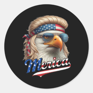 Bald Eagle Merica 4. Juli Eagle Blonde Mullet Fun Runder Aufkleber