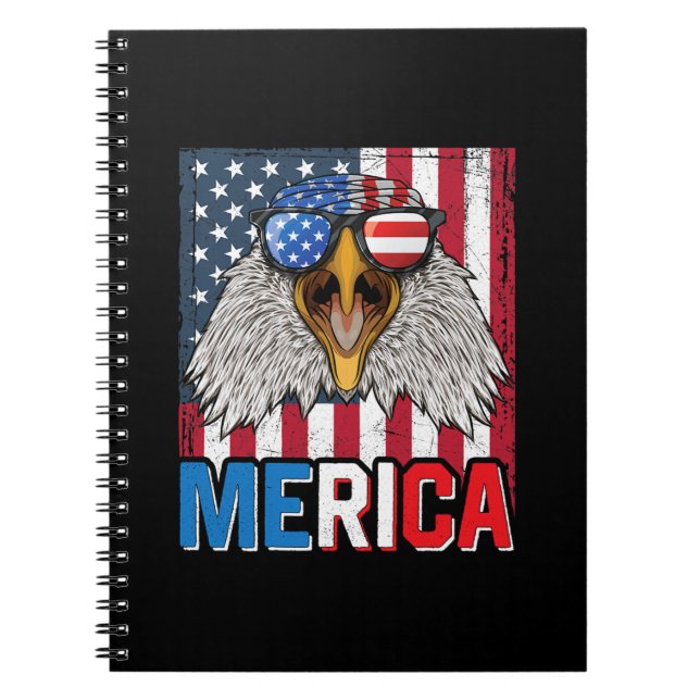 Bald Eagle Merica 4. Juli Notizblock (Vorderseite)
