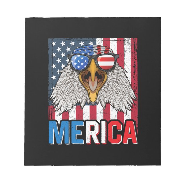 Bald Eagle Merica 4. Juli Notizblock (Vorderseite)