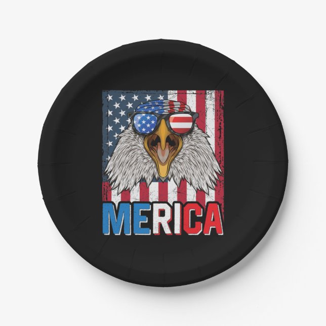 Bald Eagle Merica 4. Juli Pappteller (Vorderseite)