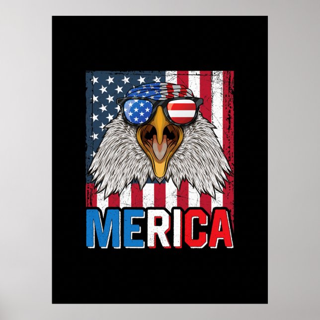 Bald Eagle Merica 4. Juli Poster (Vorne)